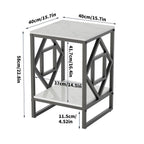 Sleek White Marble Side Table Sofa End Table Bedside Nightstand w Durable Frame