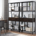 180Cm Tall Bookshelf With Drawers Industrial Bookcase W/ 6 Tiers Storage Shelves