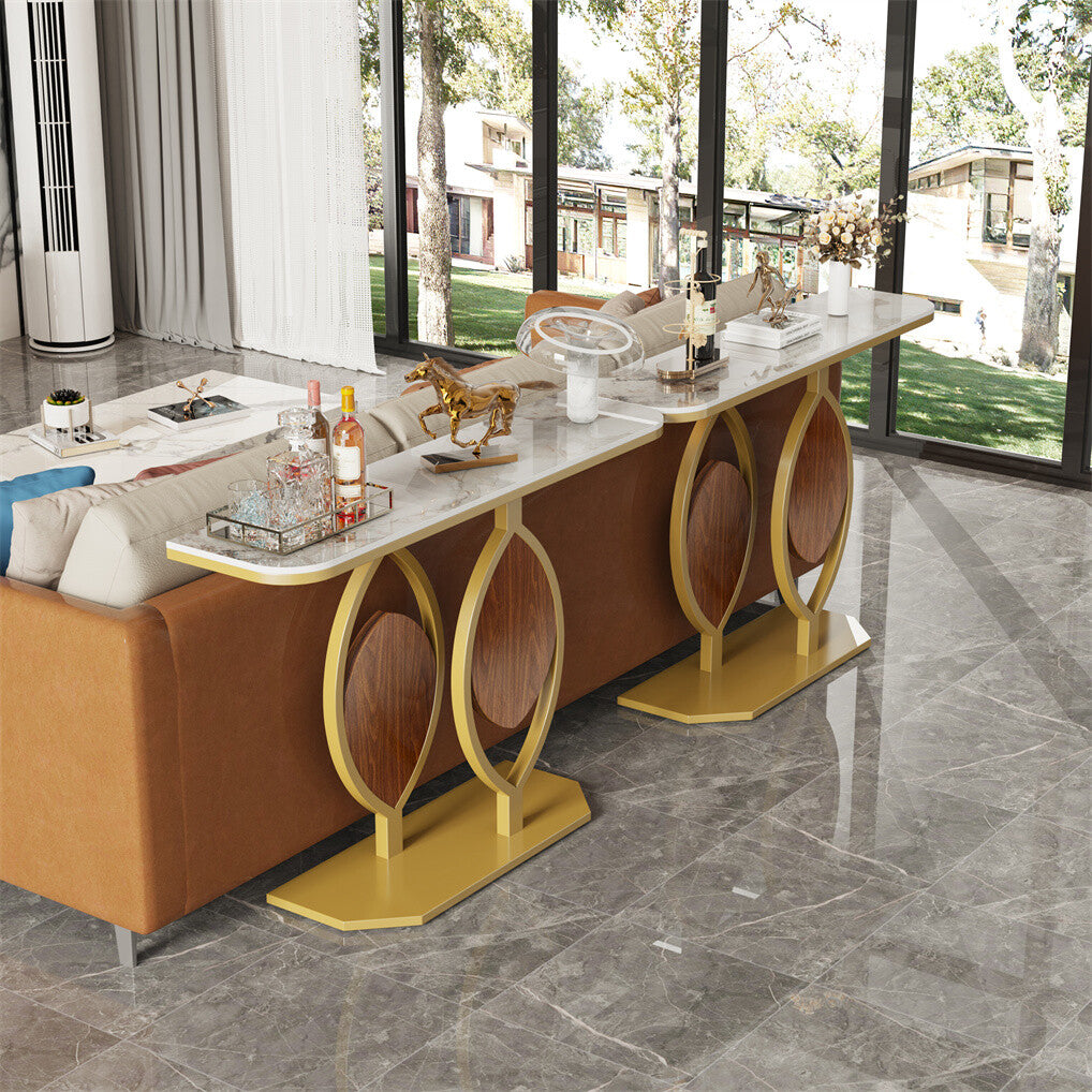 Noble and Elegant Sintered Stone Console Table Hallway Table with Strong Metal Frame