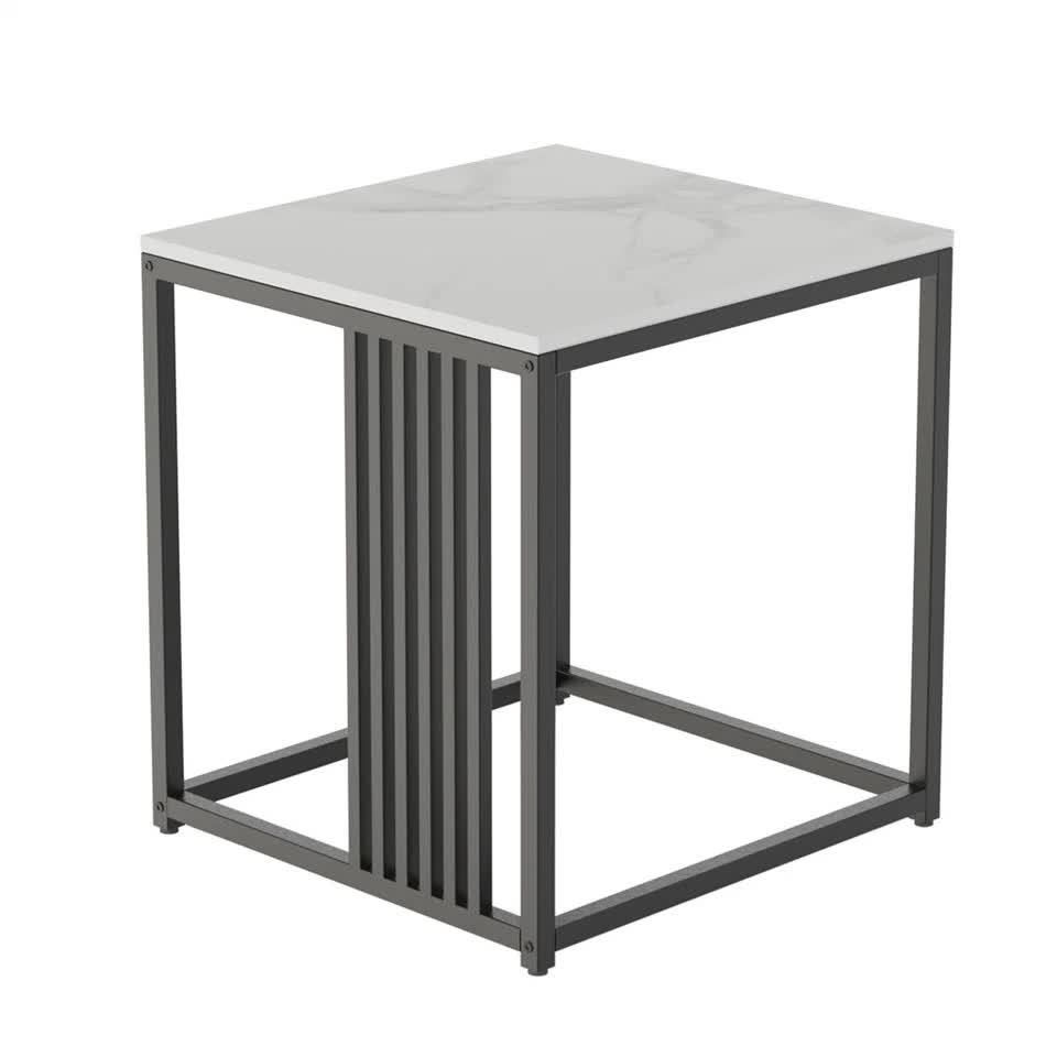Premium Natural Marble Texture Side End Table Coffee Table Large Bedside Table