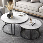 Stylish Round Nesting Coffee Tables with Metal Frame