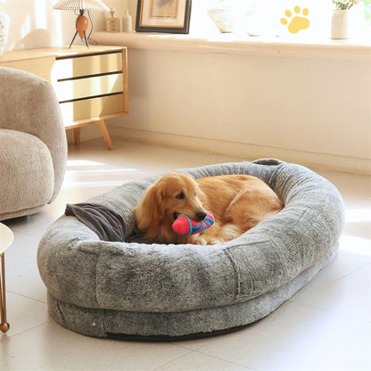 Xxxl Human-Sized Dog Bed Washable Orthopedic Pet Bed Bean Bag With Soft Blanket