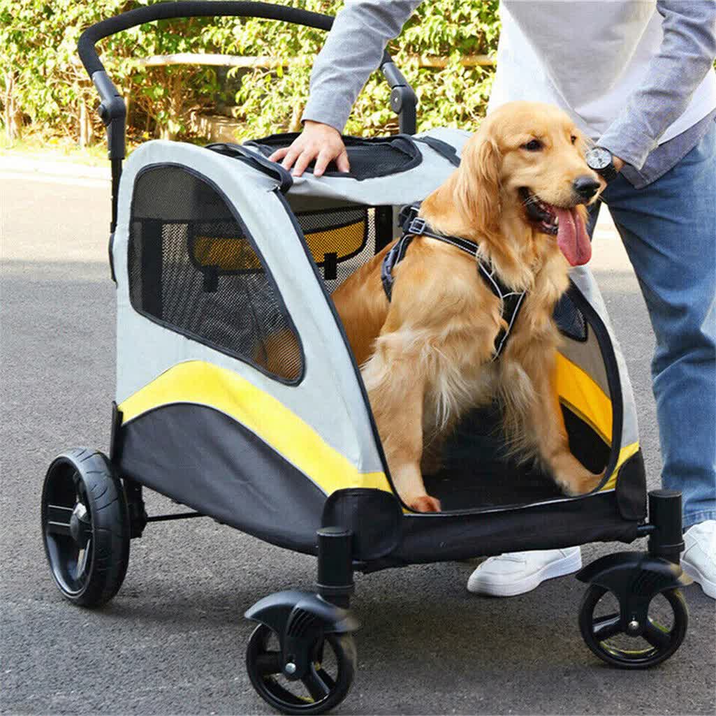 Large Dog Stroller Foldable Pet Pushchair with Doors