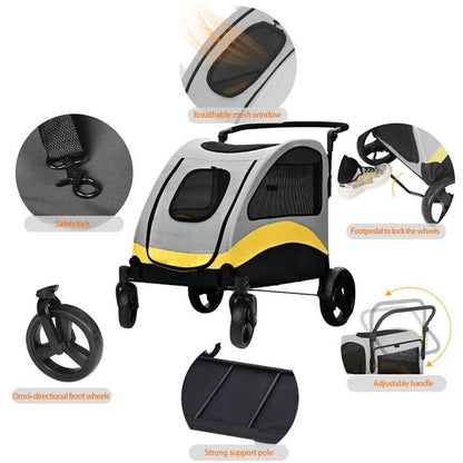 Large Dog Stroller Foldable Pet Pushchair with Doors