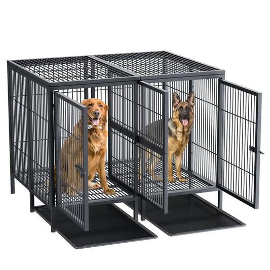 Giant Dog Cage Indoor Outdoor Super-Hard Metal Kennel Pet Playpen W Tray&Divider