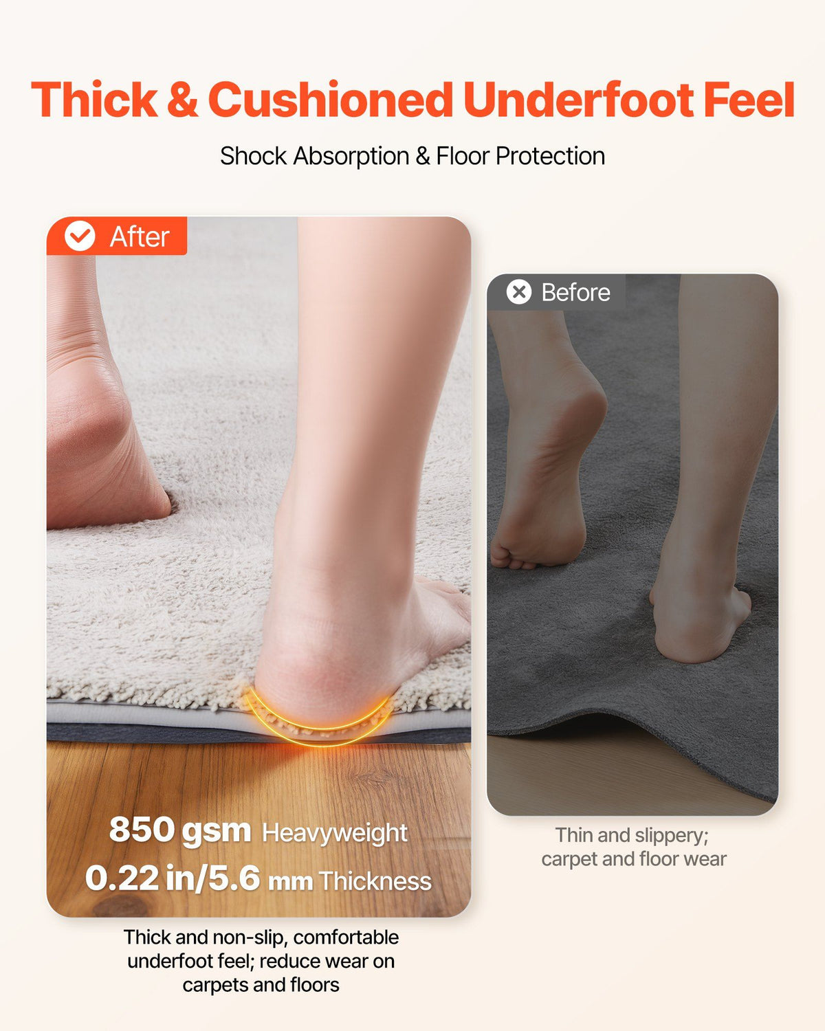 Rug Pad 2.44 x 1.52 m, Non-slip Carpet Area Pad, Finishes, Keeps Carpets in Place
