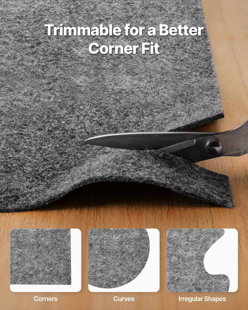 Rug Pad 2.44 x 1.52 m, Non-slip Carpet Area Pad, Finishes, Keeps Carpets in Place