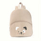 Cute Khaki Dog Backpack - Soft Corduroy Material with Adjustable Straps