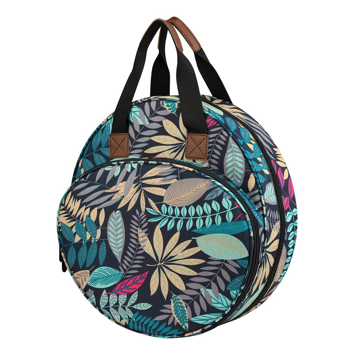 Leaves Multi-Pocket Embroidery Storage Bag - Oxford Cloth Handbag Organizer for Cross-Stitch and Thread Storage