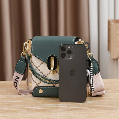 White Stylish Korean Minimalist Crossbody Bag - Elegant Small Square Shoulder Bag with Phone Pocket