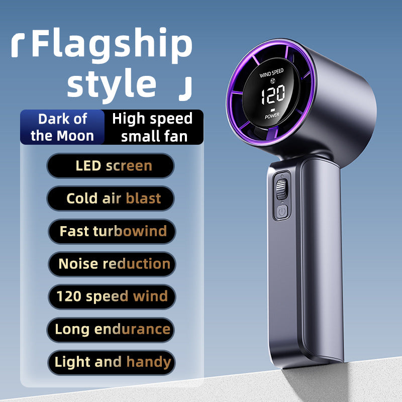 Purple Portable Handheld Fan with 120-Speed Display - USB Rechargeable Mini Cooling Fan for Outdoor Use