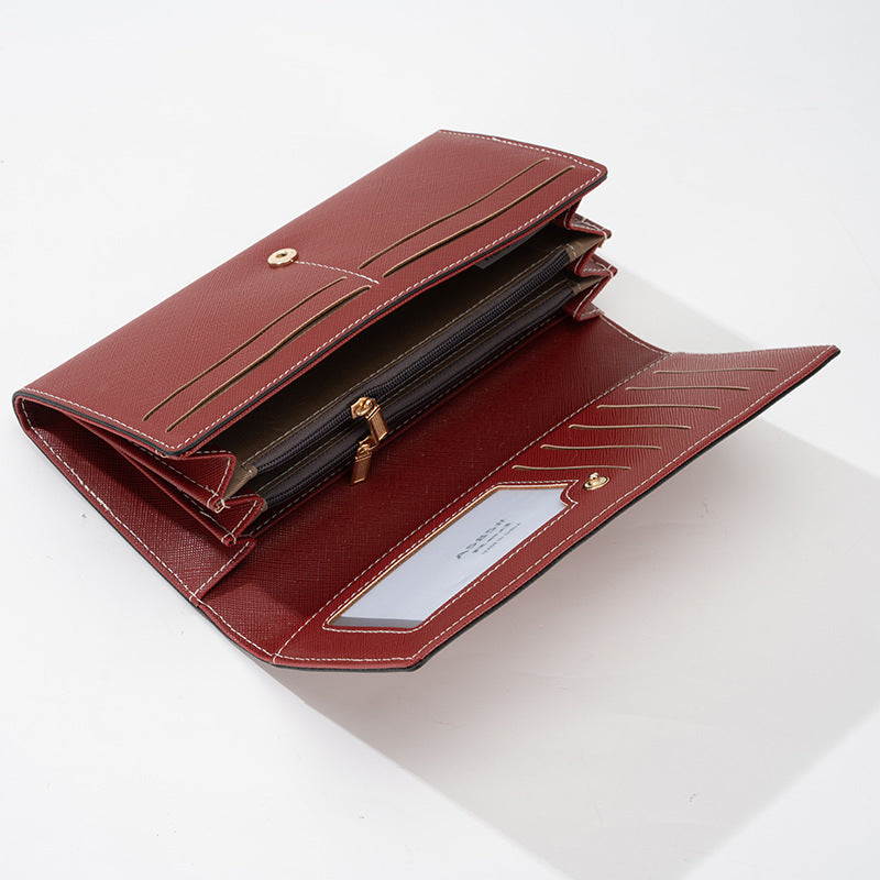 Black PU Slim Wallet with Polyester Interior - Stylish Clutch for Cards and Cash