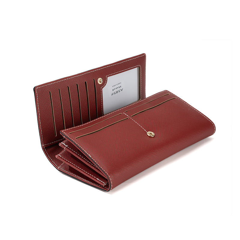 Black PU Slim Wallet with Polyester Interior - Stylish Clutch for Cards and Cash
