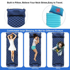 Peacock blue Portable Outdoor Inflatable Mat - Foot-Operated Camping Sleeping Pad