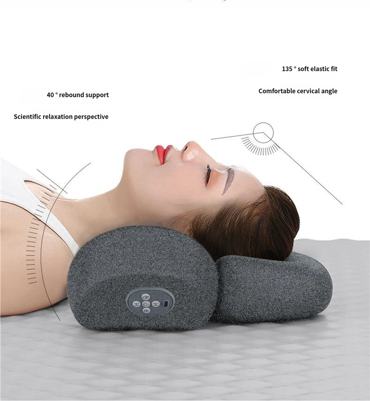 USB-Powered Memory Foam Neck Pillow, Electric Cervical Neck Massage Pillow with 15-Minute Timer - Ergonomic Contoured Sleep Aid Cushion