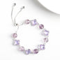 Natural Purple Crystal Four-Leaf Clover Bracelet - Elegant Adjustable Silver-Tone Bolo Jewelry for Women - Versatile Quartz Bead Charm Bracelet, Perfect Mother's Day Gift