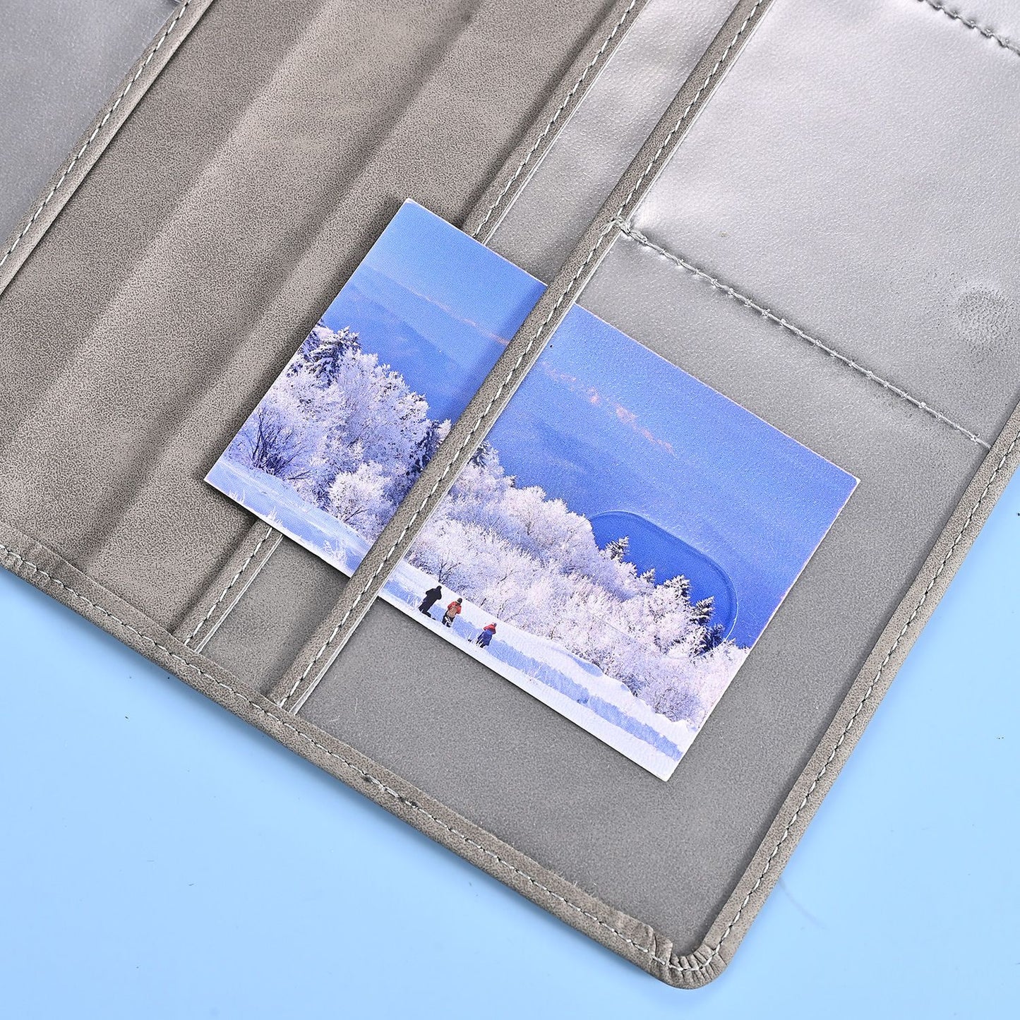 3 Pcs Premium PU Leather Car Registration and Insurance Holder - Slim Auto Document Organizer, Driver's License Wallet and Travel Passport Folder - Blue
