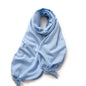 Sky Blue 2 PCS Skin Red Solid Color Scarf Shawl with Tassels - Warm Korean Style Wrap (180cm x 70cm)