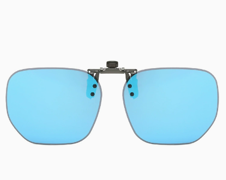Methylene Blue Flakes 2-Piece Flip-Up Sunglasses Clip-On Set for Glasses - UV-Protective Square Polarized Lenses for Driving