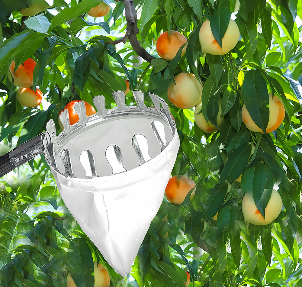 Telescoping Fruit Picker - Apple, Peach, Persimmon Harvesting Tool with Collection Bag, High Reach Fruit Catcher 2m