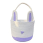 Purple And White Stitching Charming Easter Egg Tote Basket - Cute Rabbit-Themed Handwoven Cotton Rope Candy Holder
