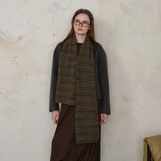 Green Vintage Wool-Blend Knit Scarf - Warm and Stylish for Men and Women