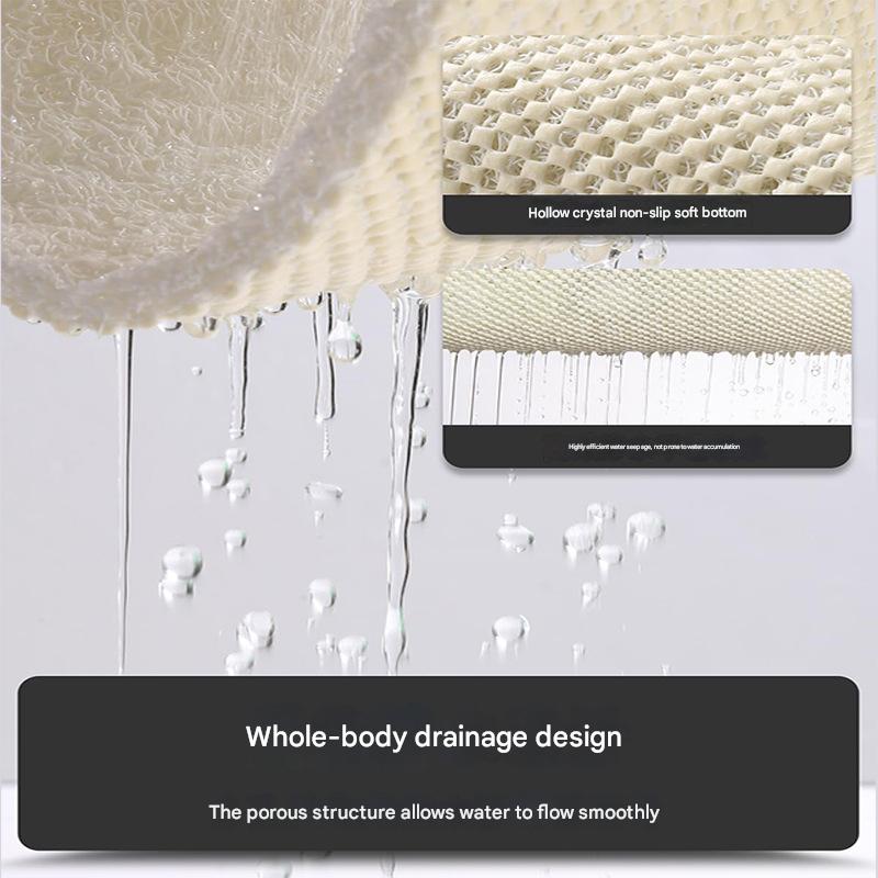 Blue Circular Pattern  PVC Non-Slip Bath Mat 50x80cm - Shower Drain Hole Design, Soft & Quick-Dry Bathroom Rug