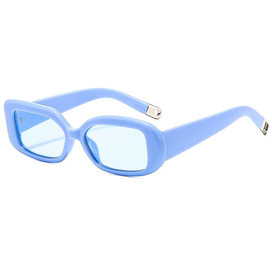 Blue frame blue film 2-pcs Retro Rectangular Sunglasses for Women & Men