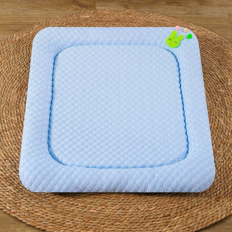 Blue Breathable Cooling Pet Mat - Ice Bean Summer Bed for Small Dogs (M : 42x58cm)