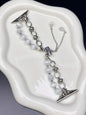 2-pcs Silver Elegant Cat's Eye Beaded Bracelet Band for Apple Watch - Women's Luxury Strap (Compatible Size :38/40/41MM )