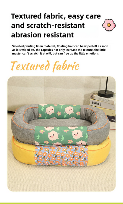 Size M Green Cozy Pet Bed for Small Dogs and Cats - Durable & Chew-Resistant Nest for All Seasons