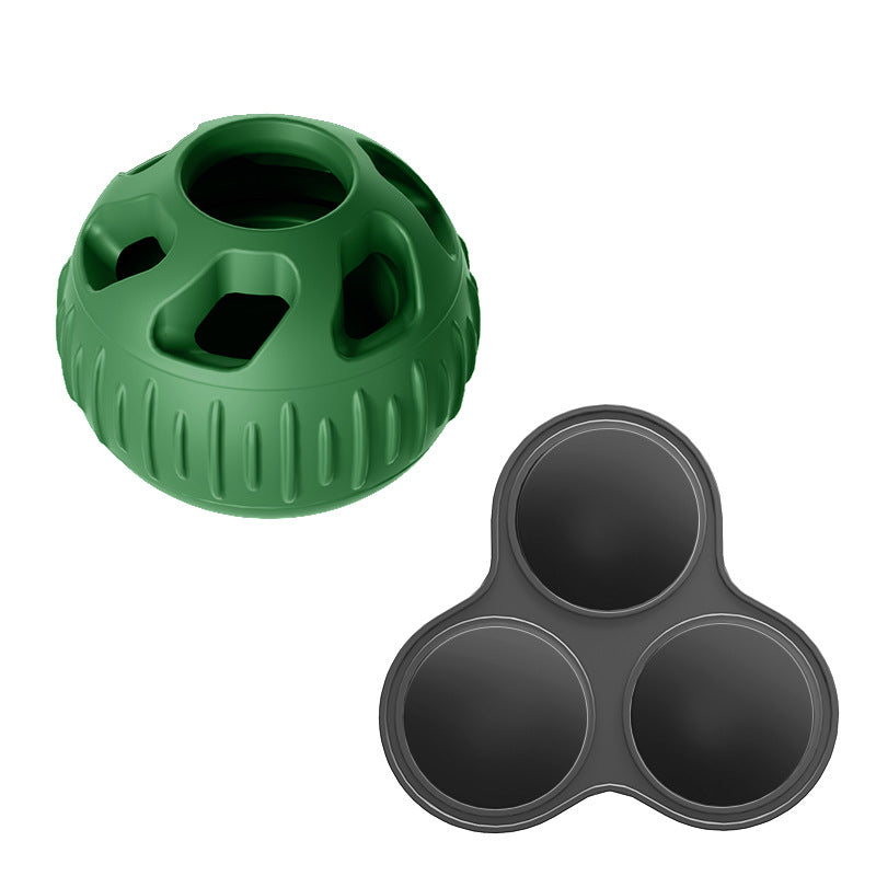 Green Ball and Black Mold Pet Treat Dispensing Ball and Molding Set - Silicone Dog Chew Toy for Teeth Cleaning and Boredom Relief