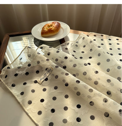 Style 2 Black Versatile Patterned Square Scarf | 65x65cm Lightweight Polyester Neckerchief Headband | Vintage Polka Dot & Floral