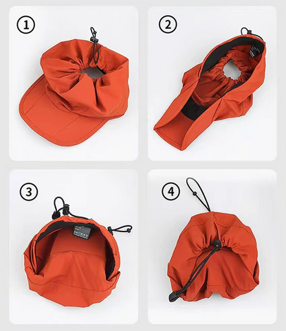 Orange Foldable Quick-Dry Summer Sports Visor Hat UPF 50+ Adjustable Outdoor Sun Cap