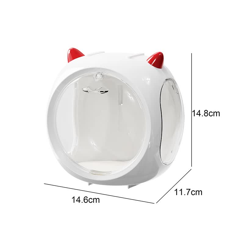 White And Red Horn Acrylic Blind Box Display Case - Transparent Dustproof Storage for Figures and Collectibles(The model is a shooting prop and is not included)
