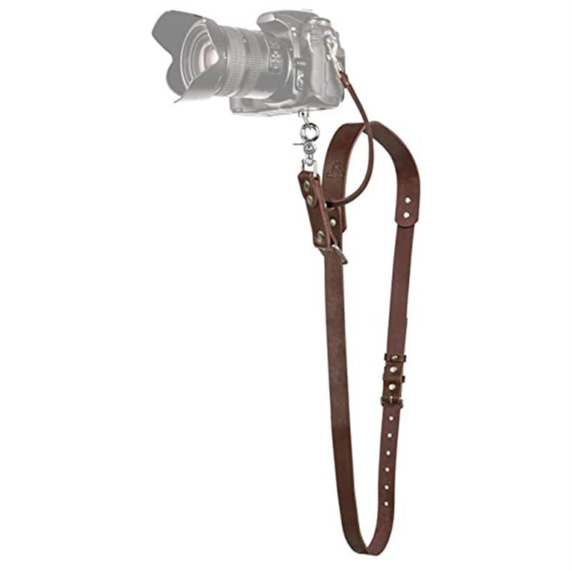 Coffee Adjustable Genuine Leather Camera Strap - Crossbody Shoulder Sling for DSLR/SLR(The camera is a prop and is not included)