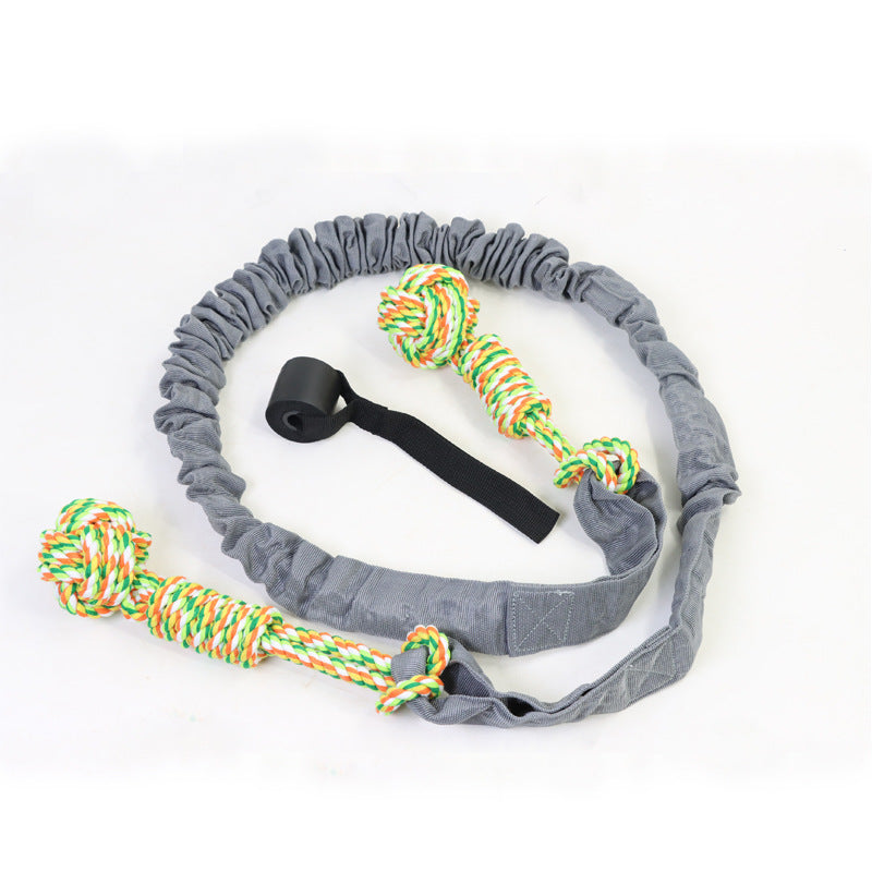 Grey And Colored Cotton Balls Interactive Bungee Dog Tug Toy - Hanging Rope Ball for Solo Play & Exercise