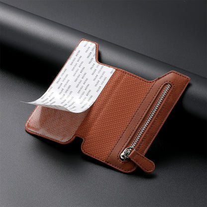 2 Pcs Blue Multifunction Stick-On Phone Wallet - PU Leather Card Holder with Zipper & Flip Cover