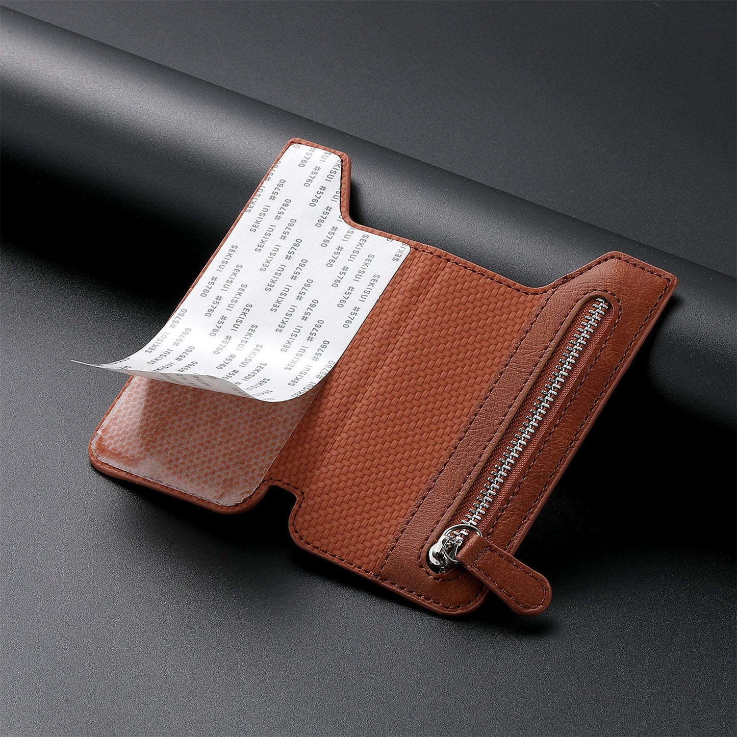 2 Pcs Green Multifunction Stick-On Phone Wallet - PU Leather Card Holder with Zipper & Flip Cover