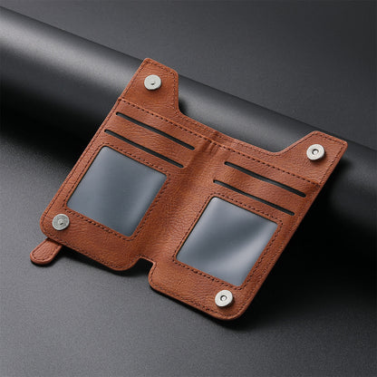 2 Pcs Khaki Multifunction Stick-On Phone Wallet - PU Leather Card Holder with Zipper & Flip Cover