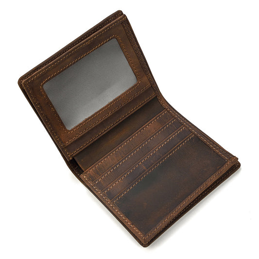 Dark Brown Vrtical Stroke Men's Vintage Wallet Multi-Card Slots Large Capacity Coin Purse Casual Clutch Bag for Everyday Use