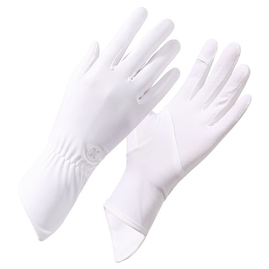 White Women's UV-Protective Ice Silk Gloves - Breathable Non-Slip Fingerless Summer Sports Gloves