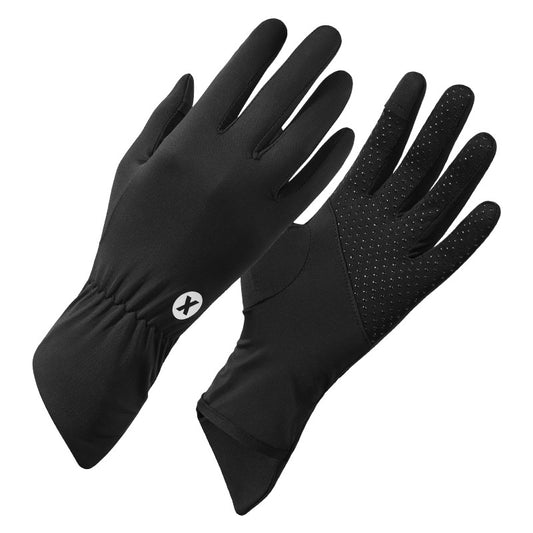 Black Women's UV-Protective Ice Silk Gloves - Breathable Non-Slip Fingerless Summer Sports Gloves