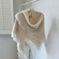 Beige Elegant Knit Scarf Shawl with Tassels - Versatile Warm Wrap (65cm x 175cm)