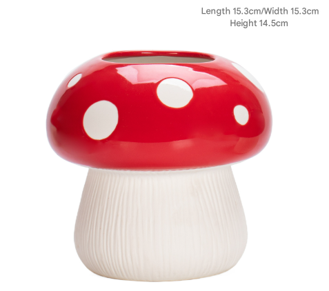 Big Size Red Whimsical Ceramic Mushroom Vase - Decorative Floral & Hydroponic Planter