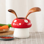 Middle Size Red Whimsical Ceramic Mushroom Vase - Decorative Floral & Hydroponic Planter
