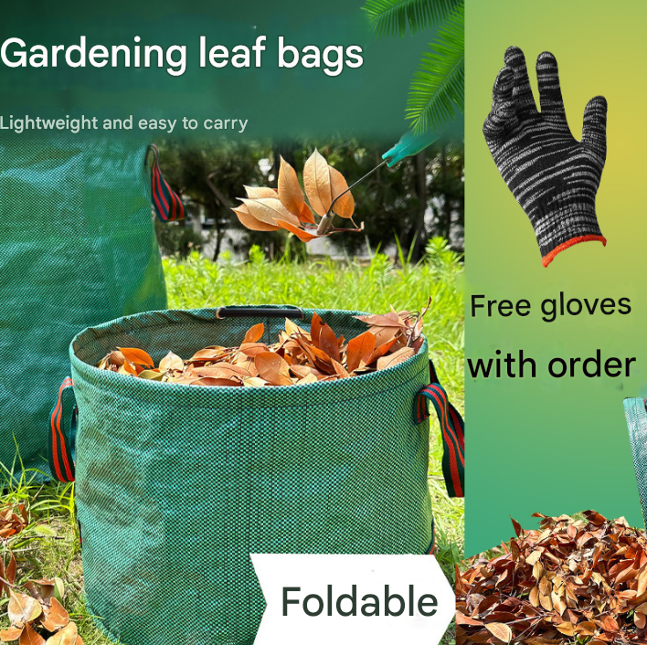 500L(Calibre80*100cm) Heavy Duty Collapsible Garden Waste Bags (Set of 2) - Large Reusable Yard Leaf Bin