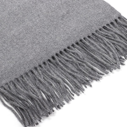 Luxury Cashmere Blend Scarf, Large 200x70cm Fringed Scarf (Dark Heather Gray)