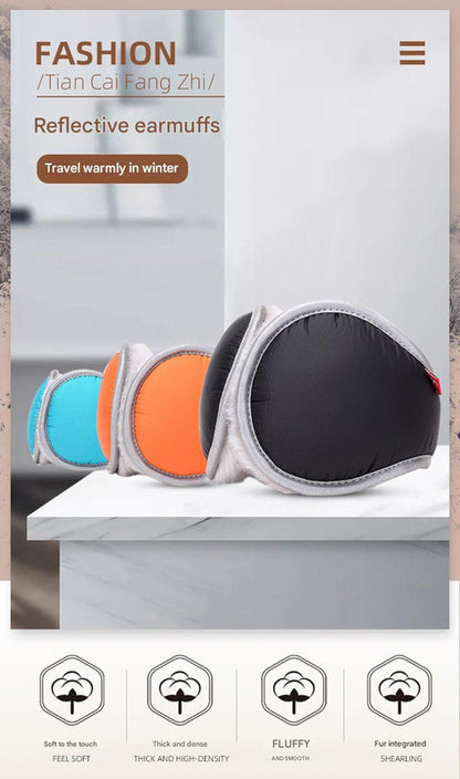 Orange Winter Comfort Folding Earmuffs - Soft Fleece, Windproof and Waterproof