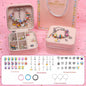 Pink Kids DIY Beaded Bracelet Set - Creative Jewelry Making Kit with Princess Gift Box and Display Stand